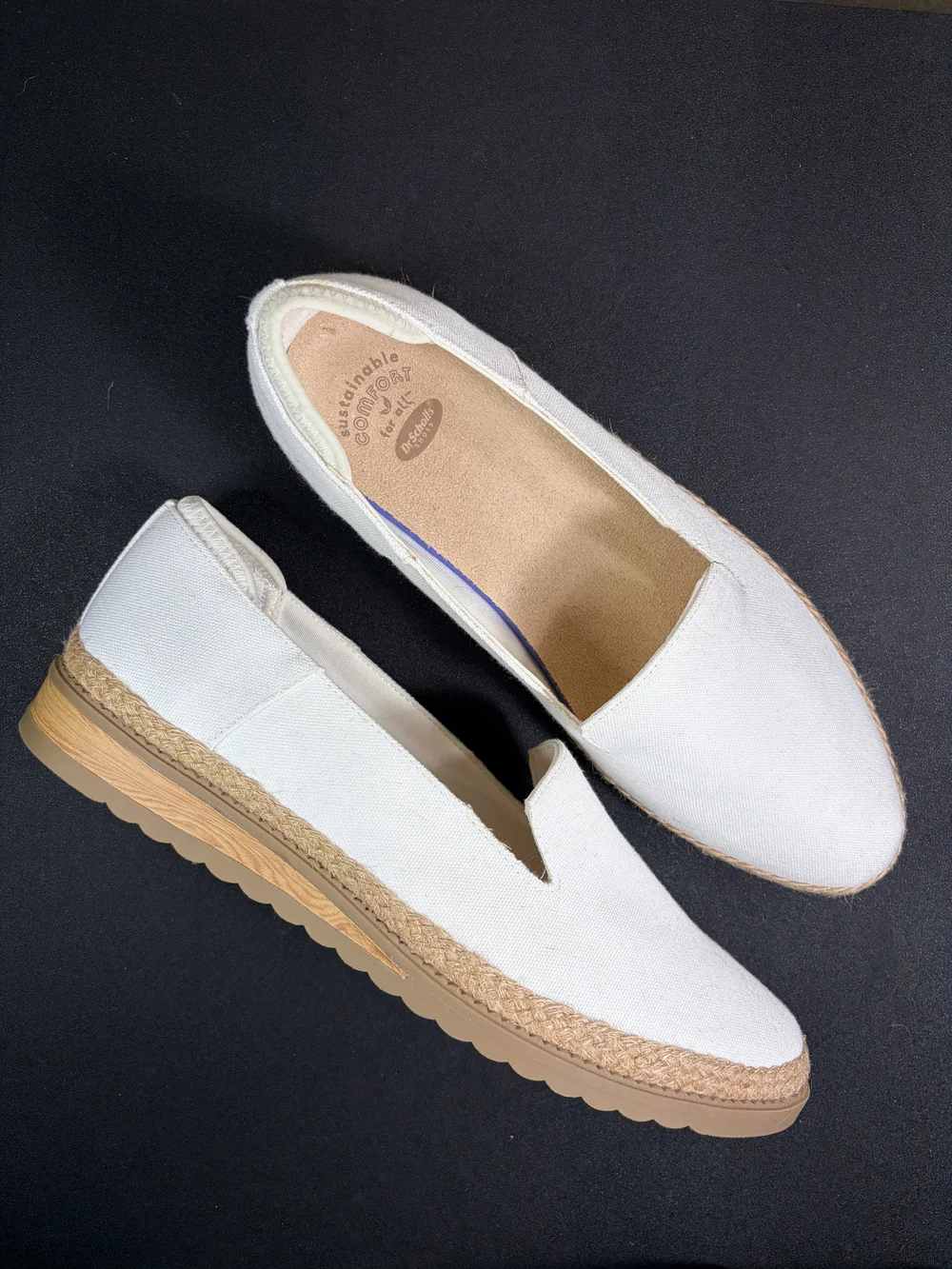 Dr Scholl's Jetset Isle Comfort White Slip-On Espadrille Size 11M Shoes